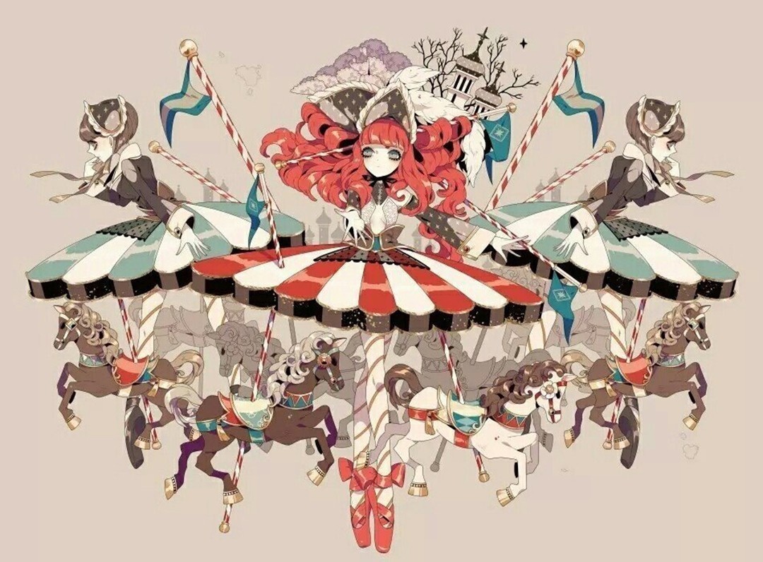 暗黑系插画作品,造型色彩带有浓烈个人风格,画风华丽而诡异
