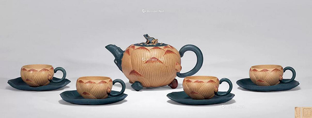 近現代・紫砂壺・青蛙荷葉壺・蒋蓉・清水泥・茶具・茶道品』極細
