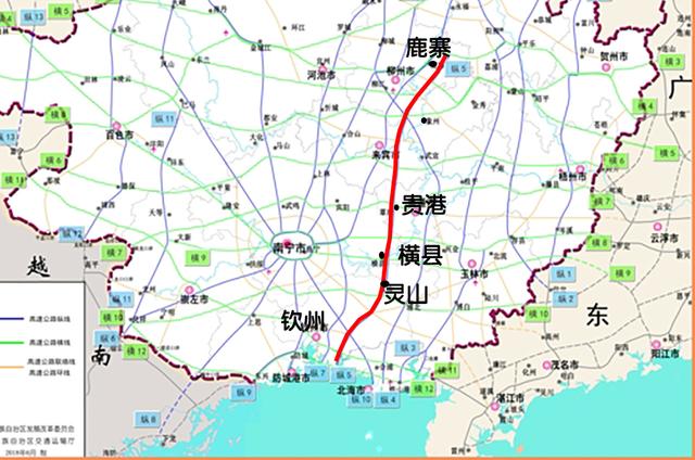 鹿寨至钦州港公路是广西高速公路规划中的纵 5"线,广西又一条重要的