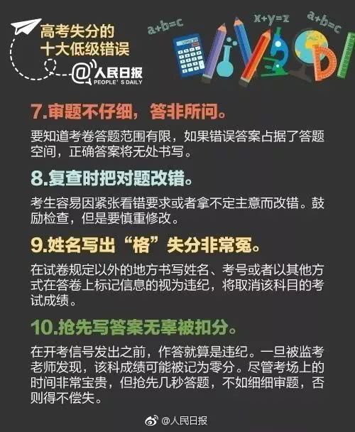 高考■【高三】高考各科易犯低级错误大汇总！考前一个月现改还来得及！
