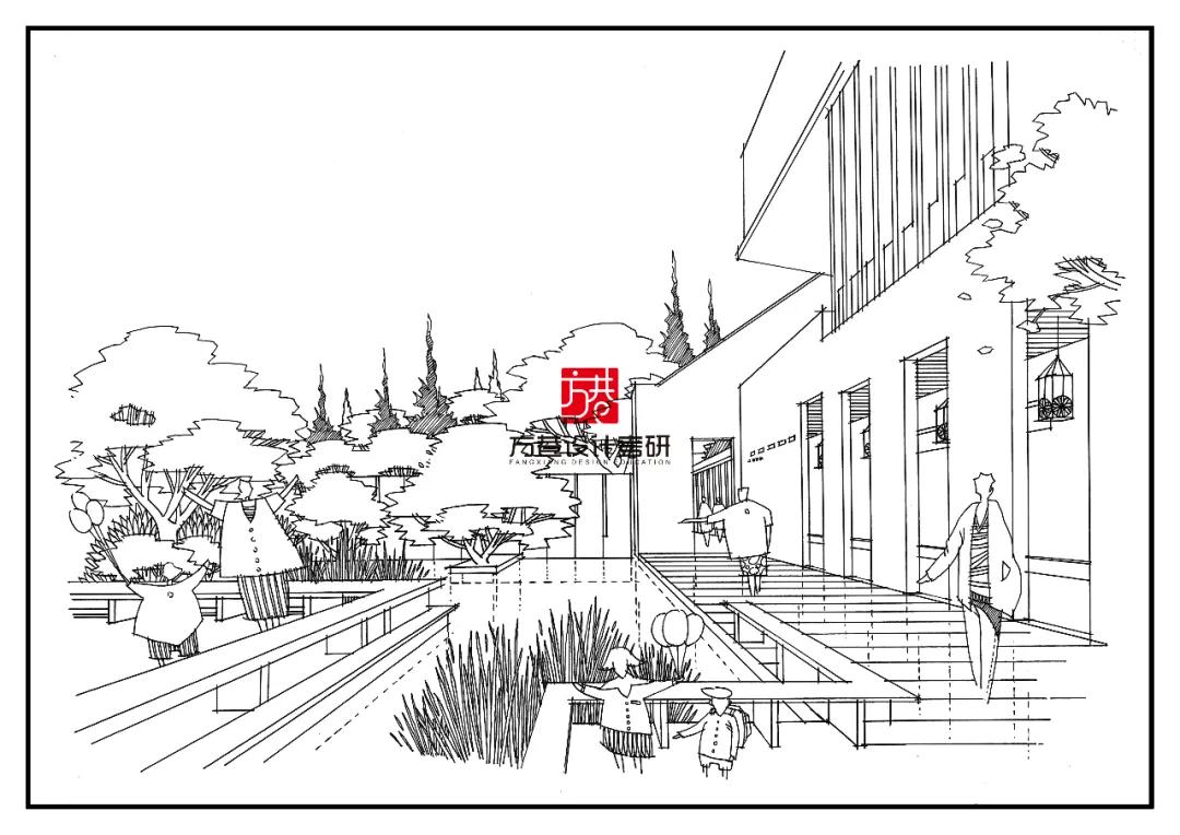 环艺空间手绘线稿表达景观设计素材分享一