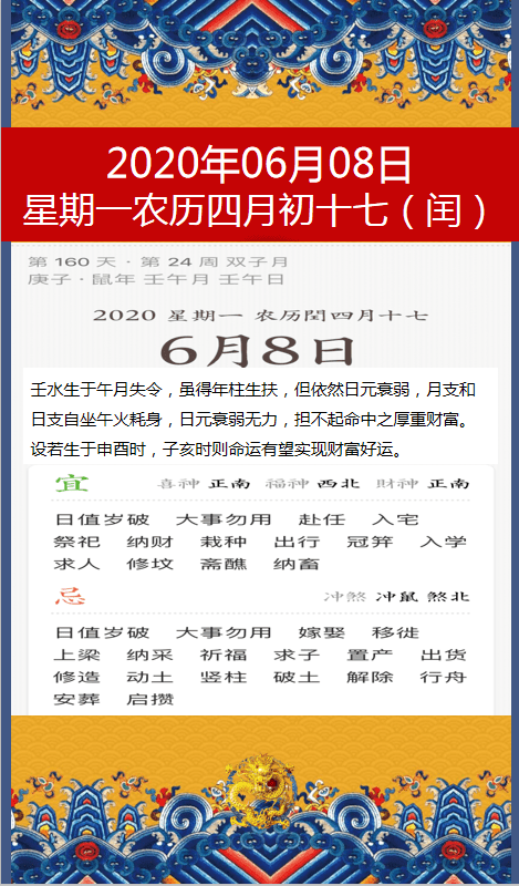 十二生肖2020年6月08日生肖运势