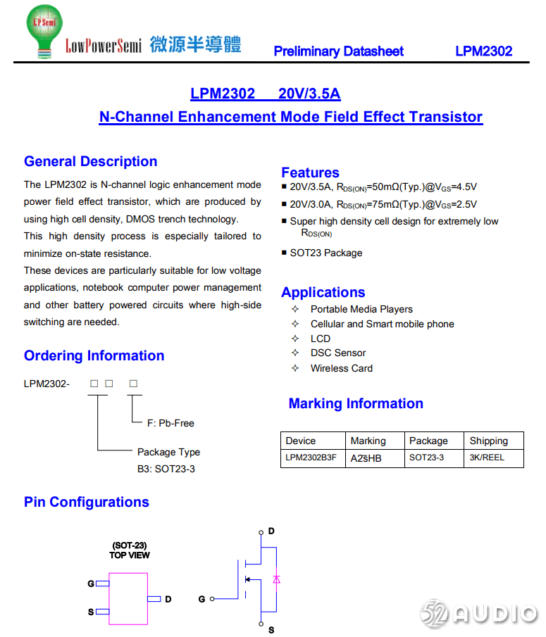 微源半导体 lpm2301 详细资料.丝印a1shb为微源半导体lpm2301 2.