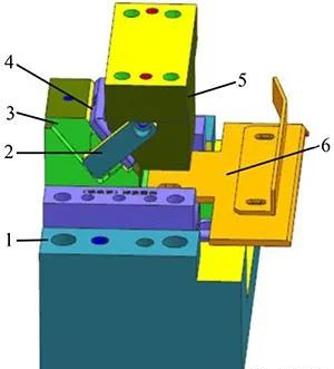 1.下模座 2.氮气弹簧 3.斜楔滑块装置 4.导套 5.平衡块 6.储运块 7.