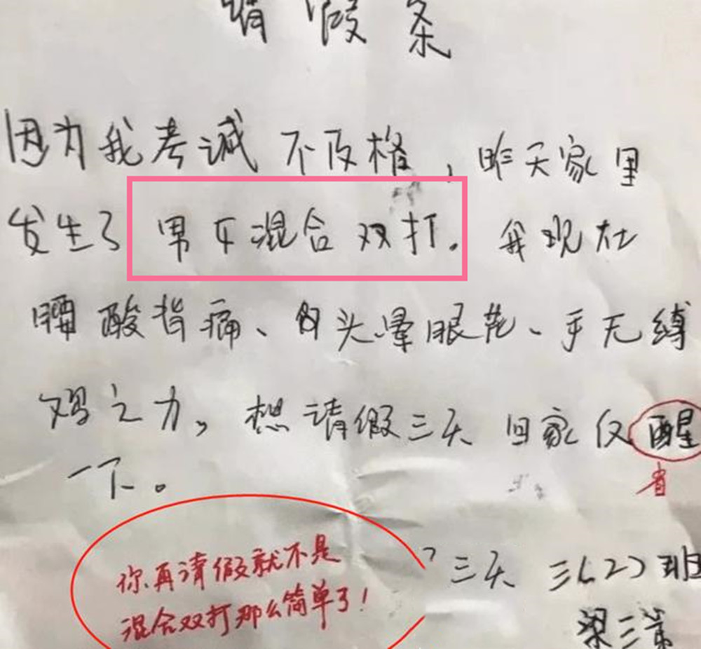 原创小学生“宝藏请假条”走红，一本正经地“搞事情”，网友直呼有才