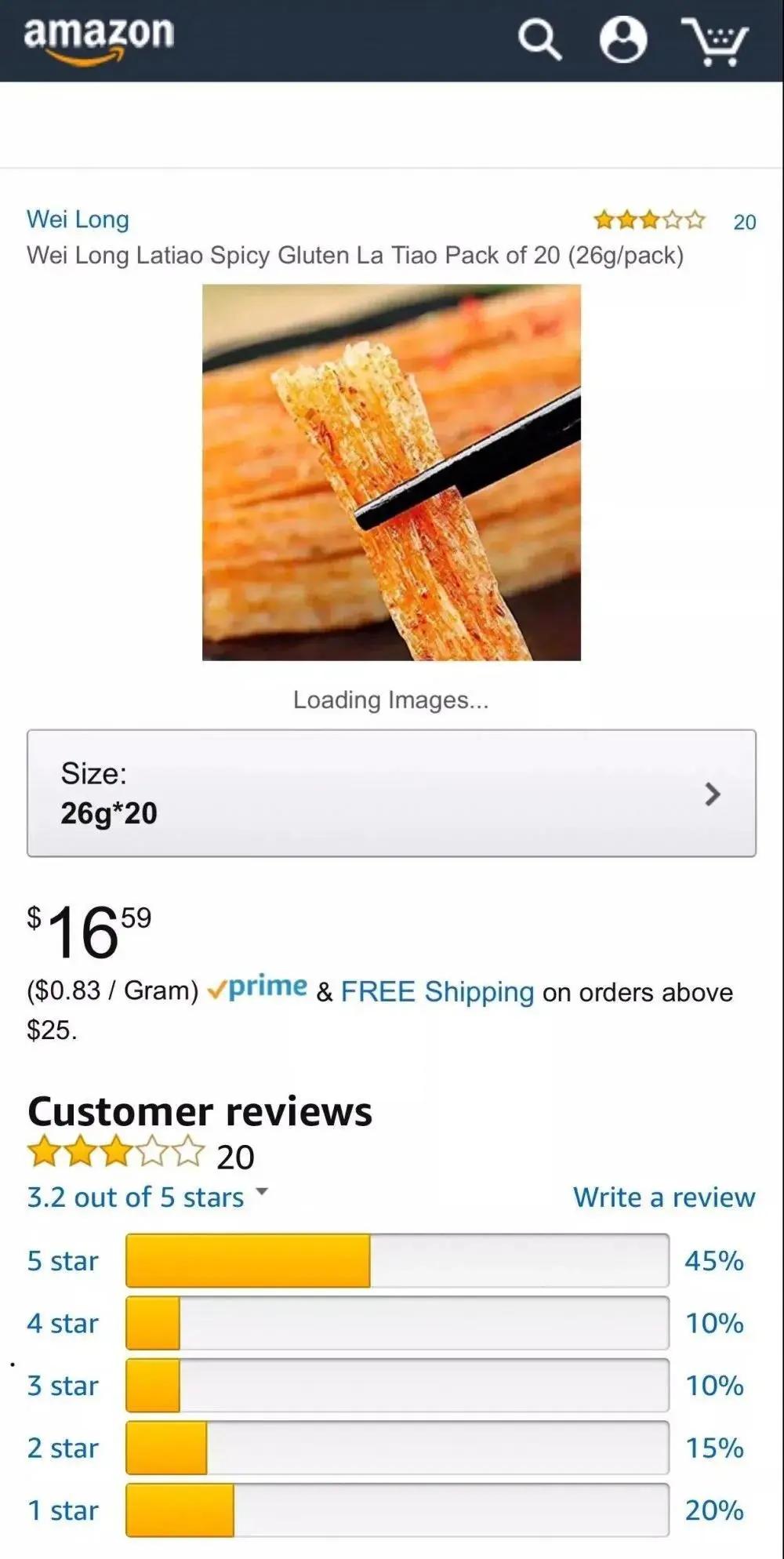 前10的中国零食中，有4个是不同包装的辣条，价格从10.33美金到25美金不等。就连普京都有和辣条的