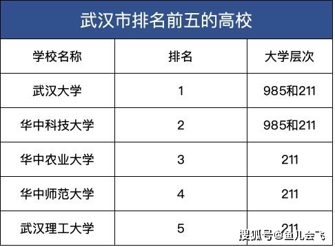 全国|武汉市排名前五大学太强了！武汉大学和华中科技大学谁排名第一？