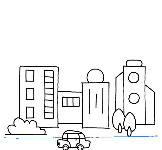 原创怎么画城市简笔画 - 美丽又简单的城市风景儿童画