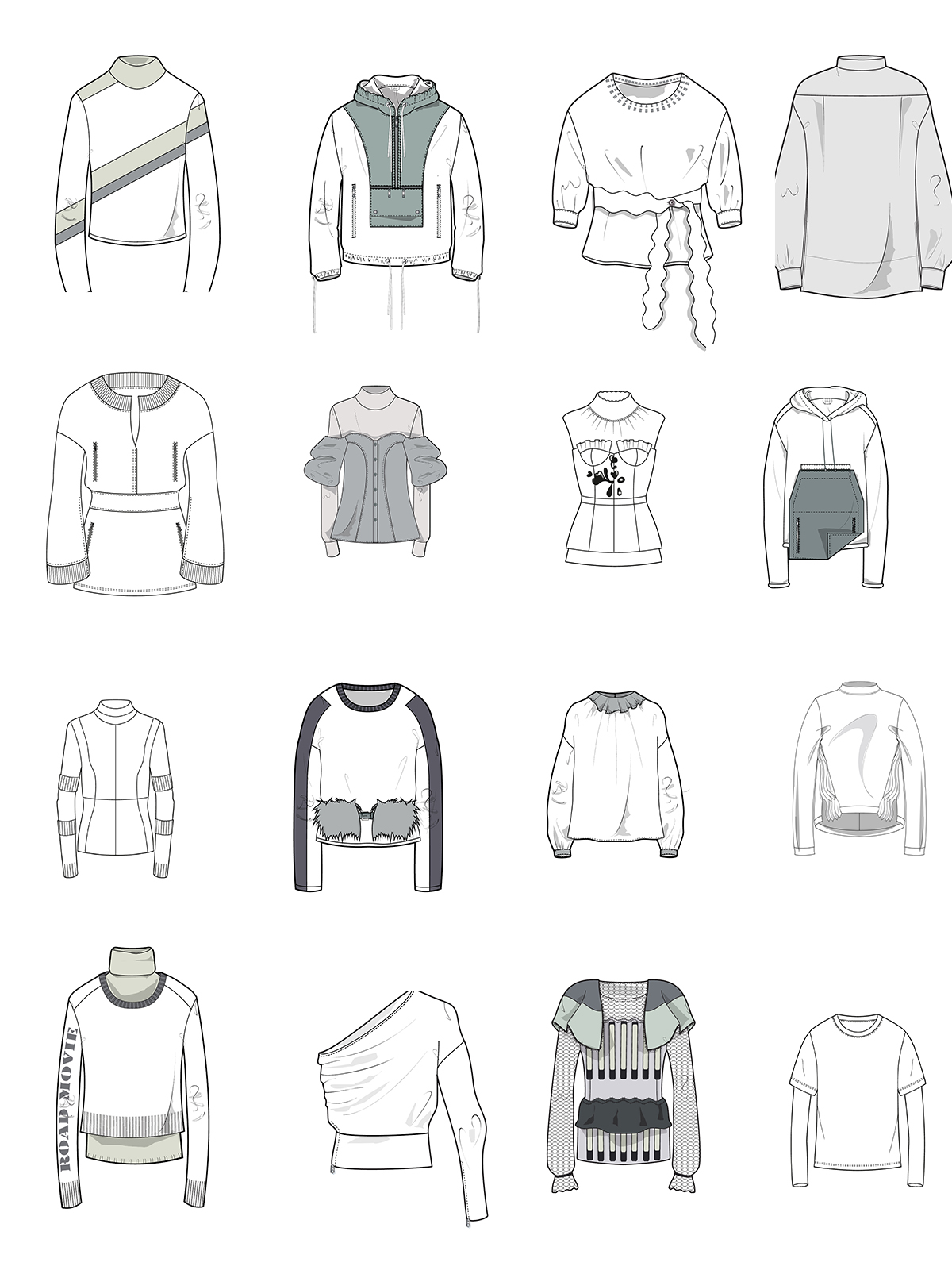 初学者|干货│服装设计款式图-初学者入门临摹参考素材