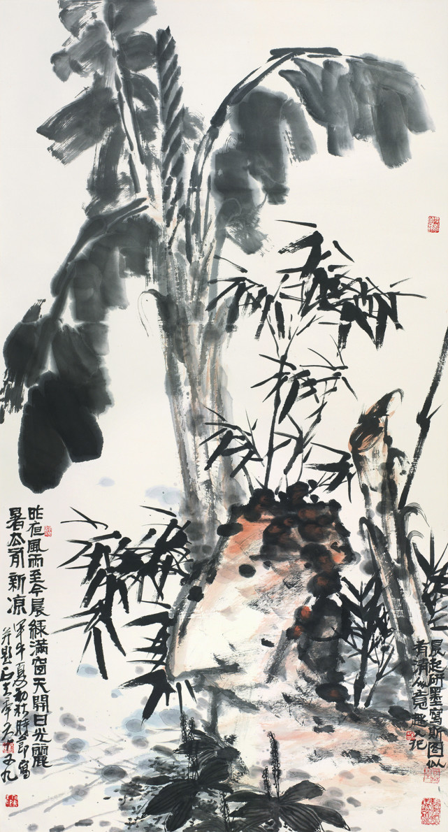 郭石夫入画的题材常见于梅兰竹菊,荷花紫藤,八哥麻雀等等,仅此而已.