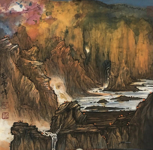 新疆重彩山水画的创立者画家毛雪峰作品欣赏