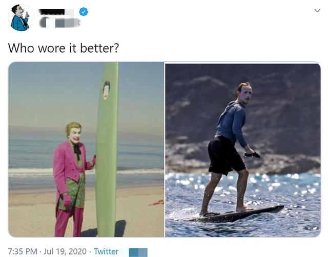 扎克伯格|扎克伯格踩8万冲浪板度假,为防晒涂成唱戏大白脸,还梳滑稽小辫