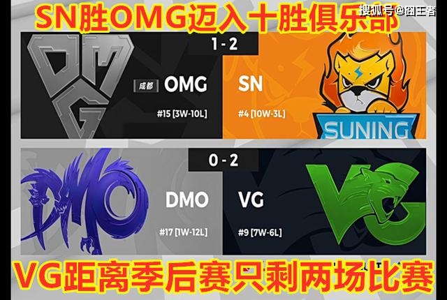 原创英雄联盟：SN胜OMG，VG积分追评FPX，RNG还有机会晋级季后赛吗？