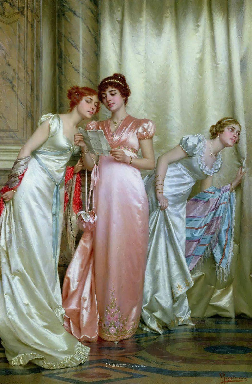 意大利画家维托里奥雷格尼尼宫廷漂亮女人油画作品欣赏