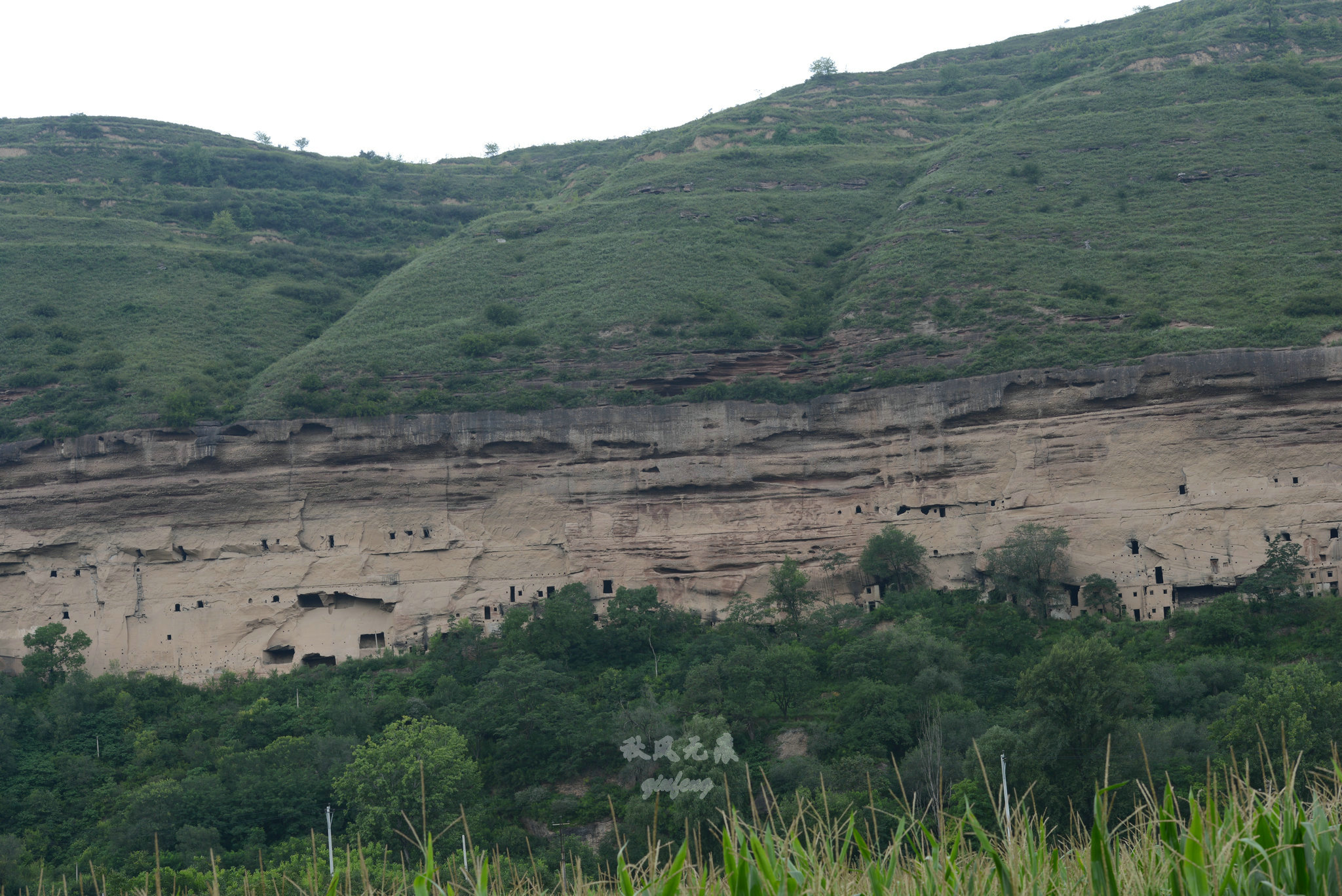 旬邑(|旬邑三水河两岸悬崖峭壁上，一个个精致崖居让人震撼