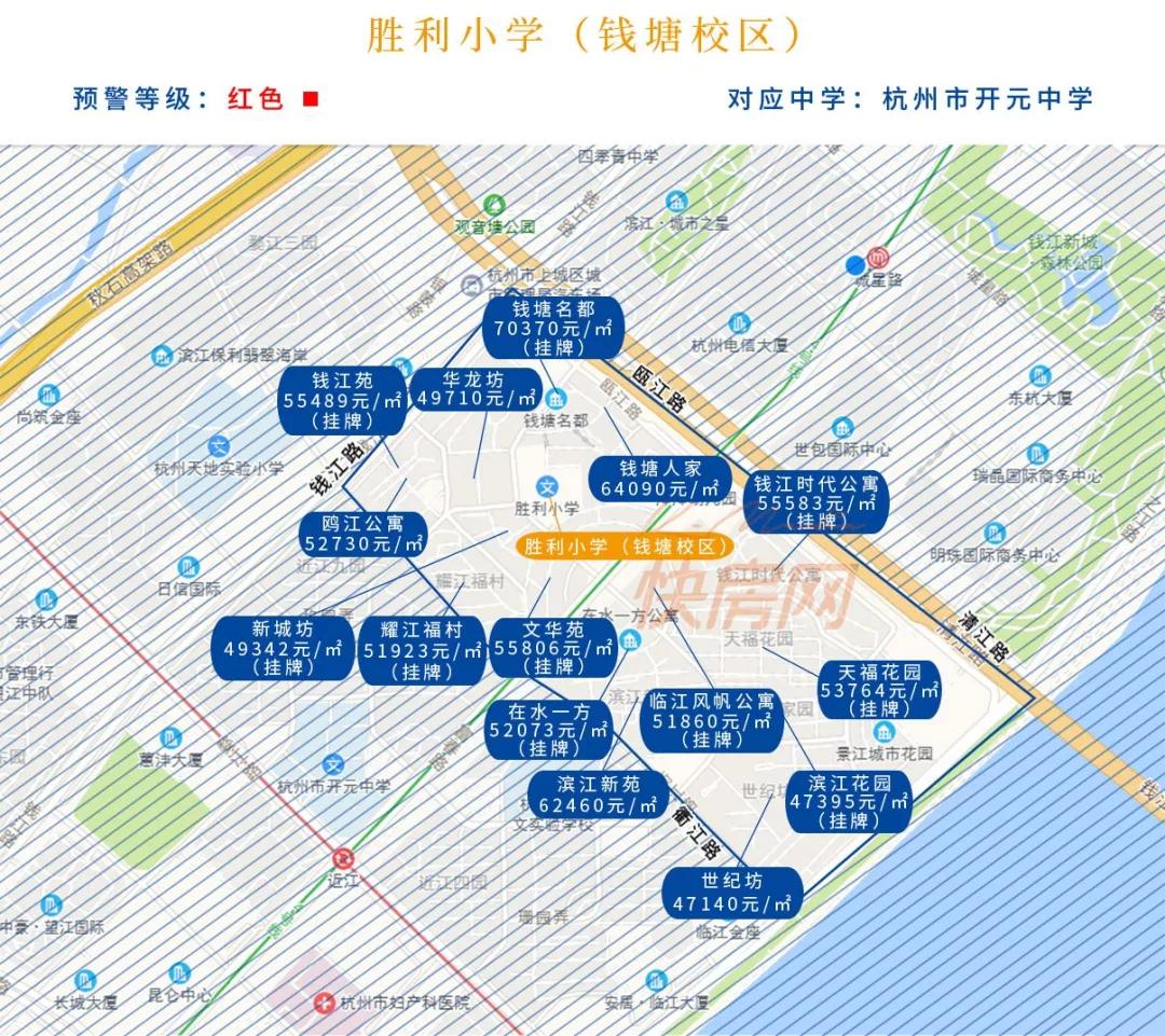 湖滨街道所辖的东坡路社区,吴山路社区,岳王路社区 2,杭州市胜利小学