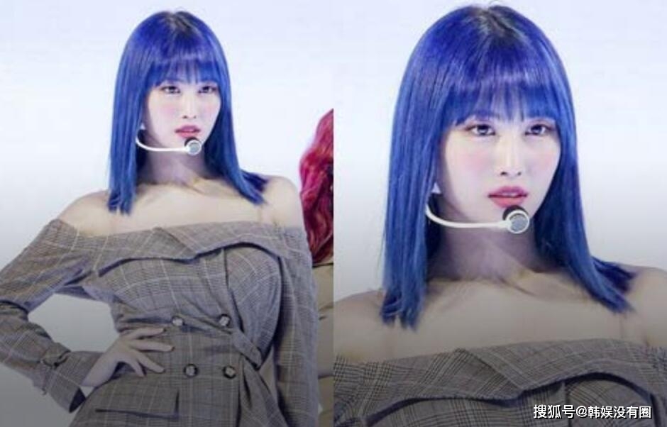 Twice|是人偶吧?金希澈女友 MOMO 平井桃“蓝发造型”,变身神秘女郎