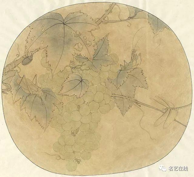 工笔画《葡萄草虫》绘制示范