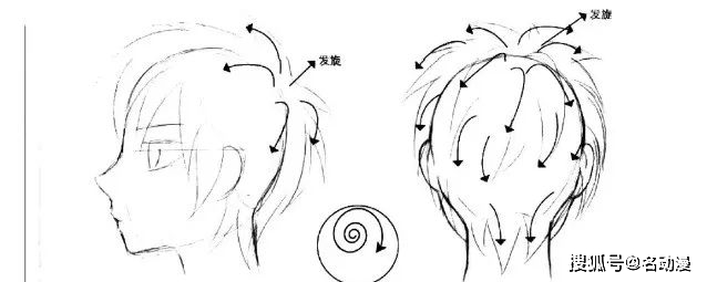 就会发现这些发丝都是有大致的轨迹—1,头发在确定了分割位置和发旋