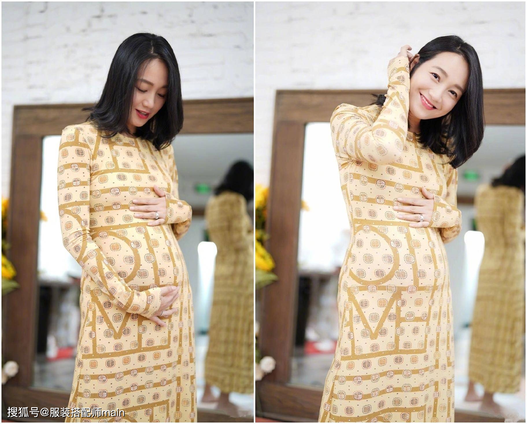 设计|朱丹挺二胎孕肚录节目,39岁穿印花裙嫩回29岁,却散发着满满母爱