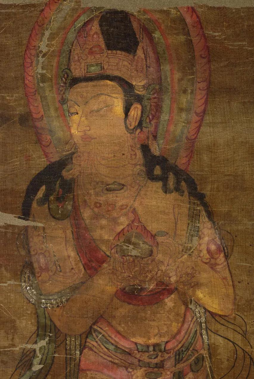敦煌藏经洞唐代绢画：宝手菩萨像_宝珠
