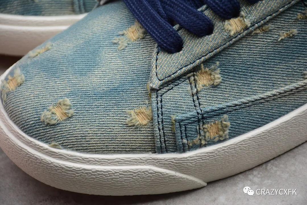 开拓者牛仔布破洞 nike blazer mid x levis strauss