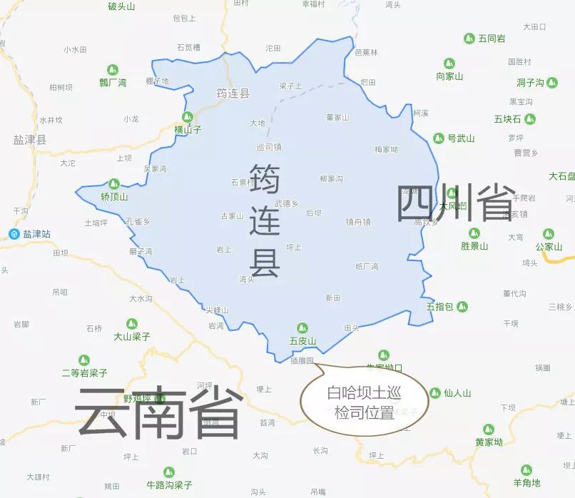 白哈坝土巡检司的位置示意图链接二:今筠连县东部的政府演变今筠连县