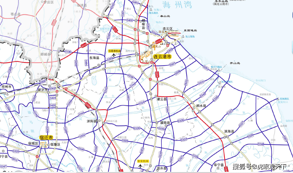 连云港公路网规划图s464省道起于310国道,途径温泉镇,石湖乡,曲阳乡