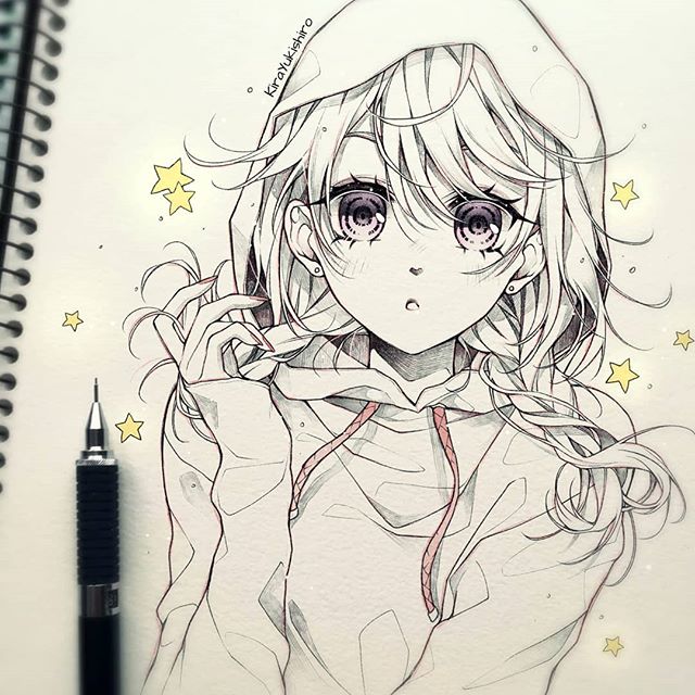 1/ 12 奇天插画|素描线稿清新利落动漫人物手绘素材 适合新手临摹