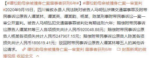 谭松韵工作室:是否认可司机被判6年赔135万,谭