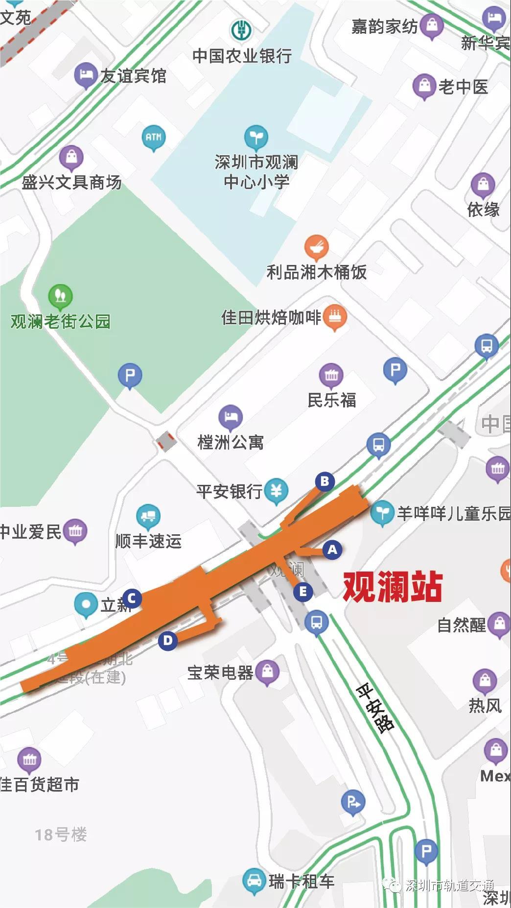 4号线北延三座车站出入口公布可达龙华区中心医院老街公园