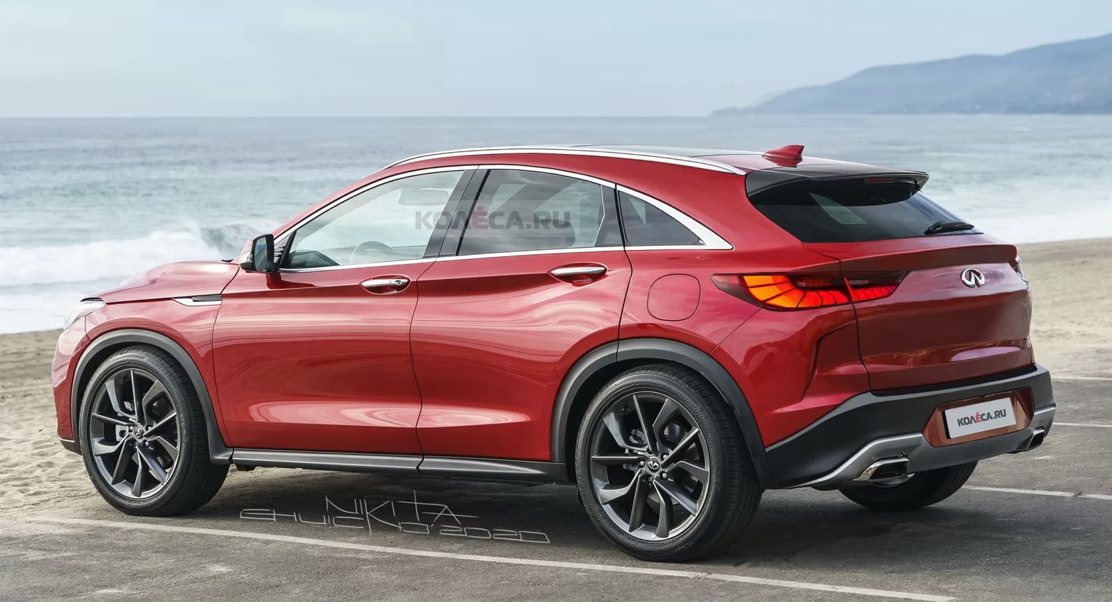 2021款英菲尼迪qx55轿跑suv渲染,挑战奔驰glc coupe,将在明年春季上市