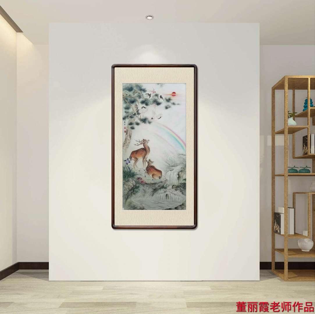 董丽霞老师工笔作品《鹤鹿同春》赏析
