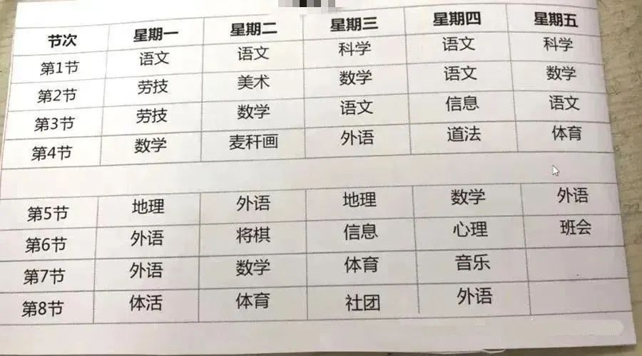 东辽阳中学六年级课表