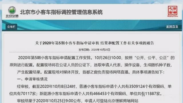 31201北京小客车指标中签难度再提升