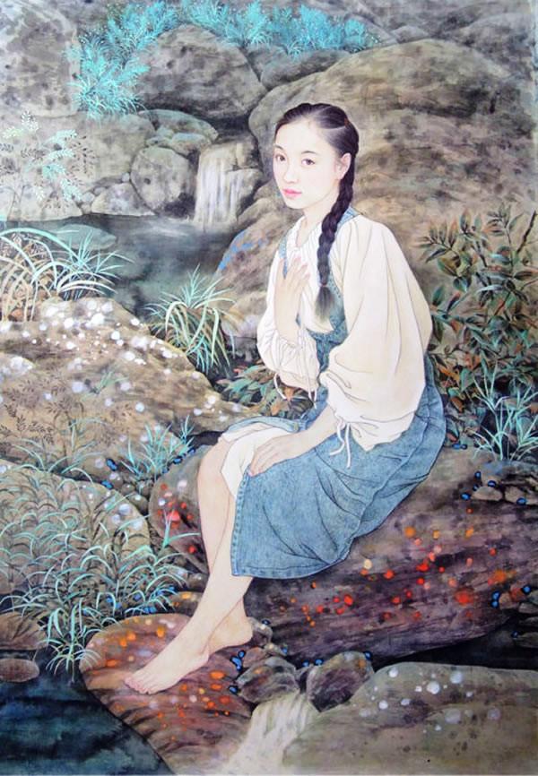 图片[16]-无法抗拒的美——评赵胜琛的工笔人物画中的性感美人-魔性次元