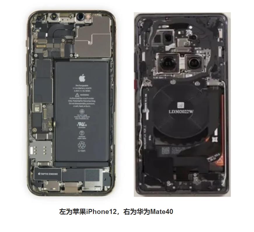 iphone12,mate40拆解对比,明显差距还是比较大的