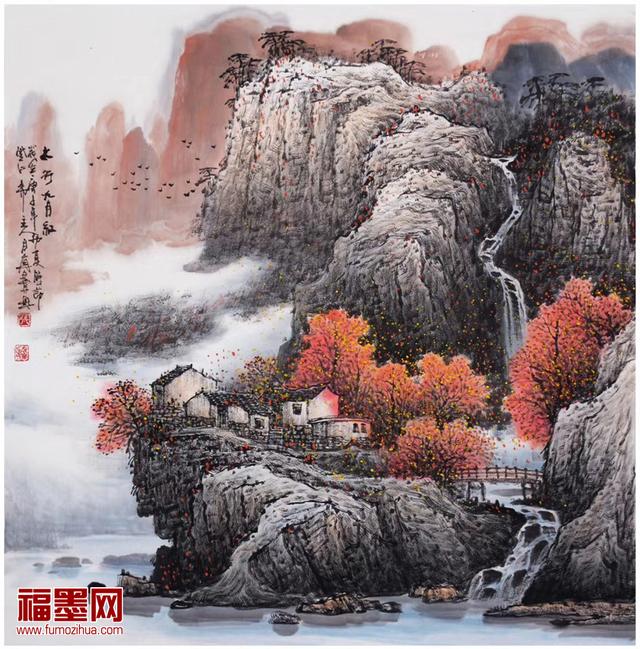 原创中国山水画欣赏 定格在宣纸上的秋天美景