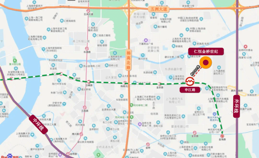 仁恒金桥世纪位于浦东金桥申轮路188弄22号,属于中外环项目.