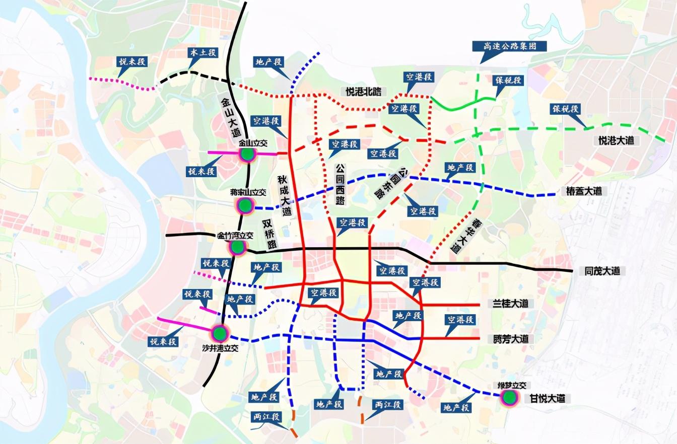 预计2021年甘悦大道,公园东路,公园西路全线贯通;2022年春华大道,秋成