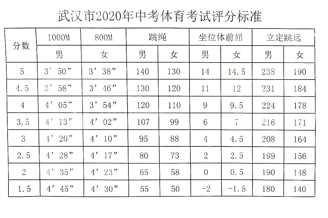 武汉中考总分550分