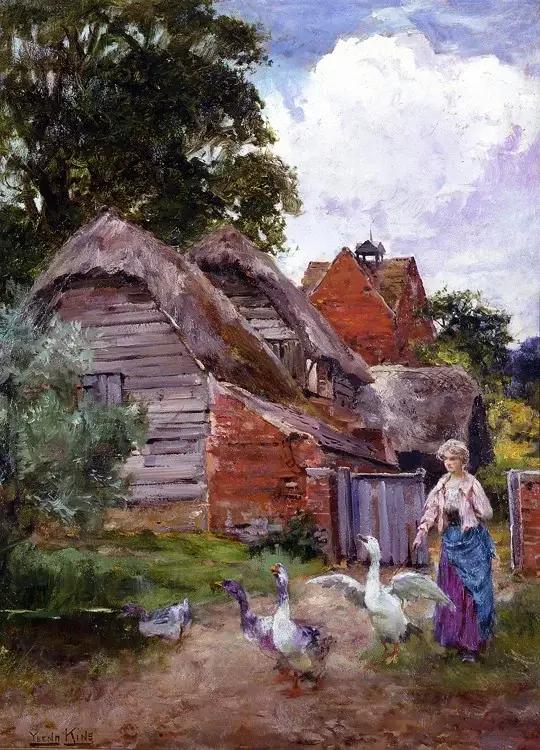 阿以田治修 油彩画 田園風景