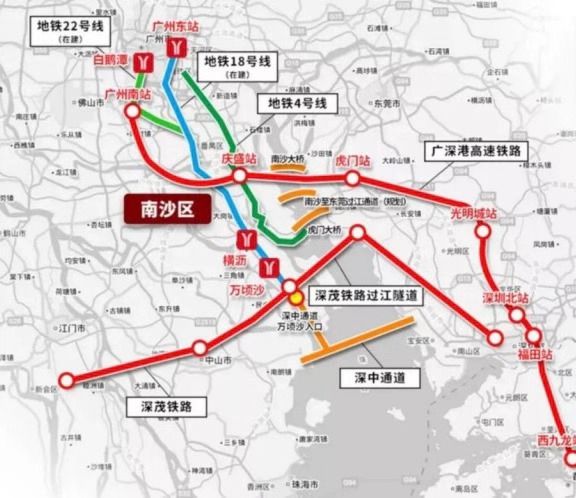 网络丨示意图 深中通道广州支线的唯一出入口设于万顷沙,配合联动深