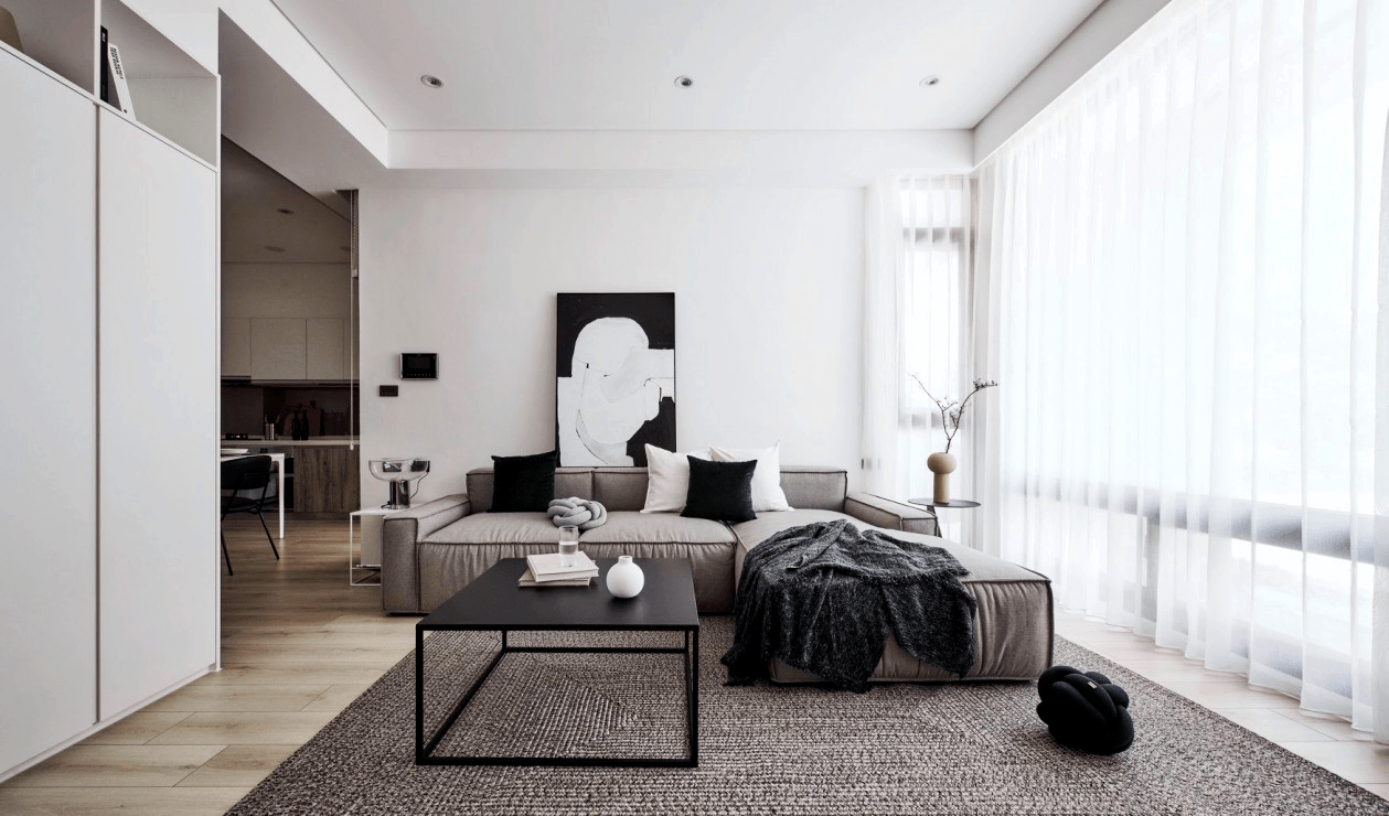 他家现代极简风格,坚持只刷白墙,室内干净洁白,简单又