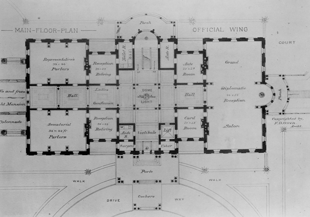 白宫主平面图,由f.d.欧文绘制.