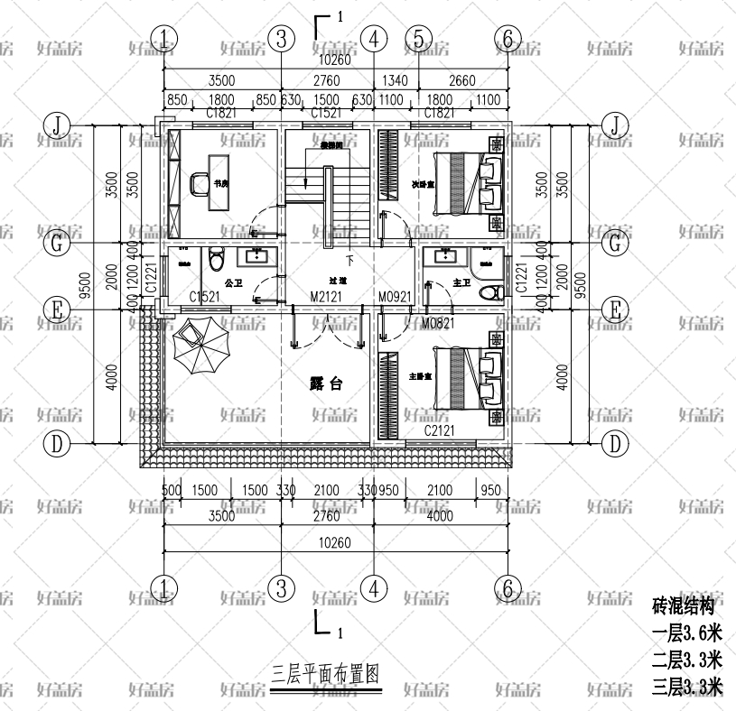 独栋别墅图纸_尺寸