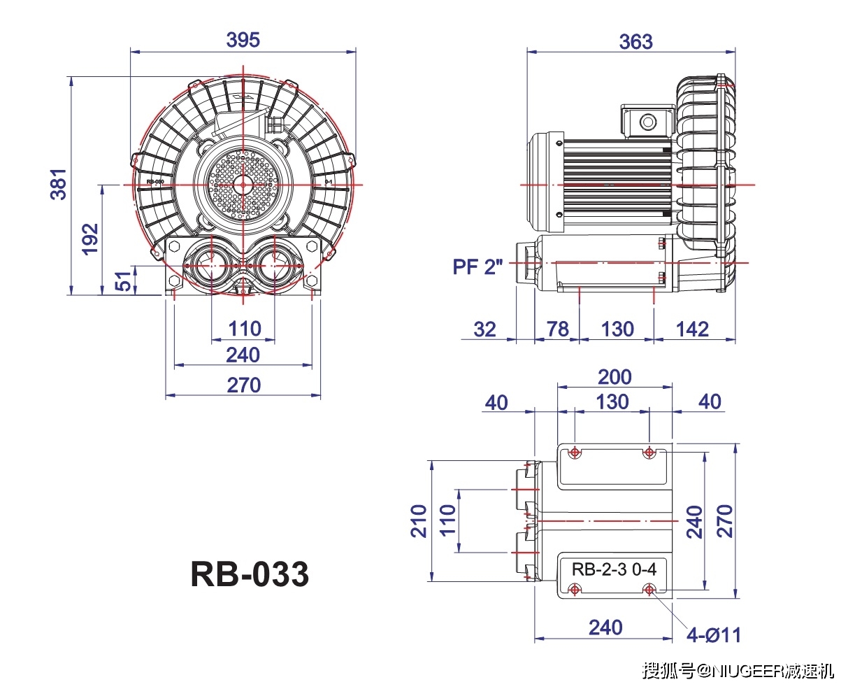 rb033-2.2kw台湾全风高压鼓风机图纸