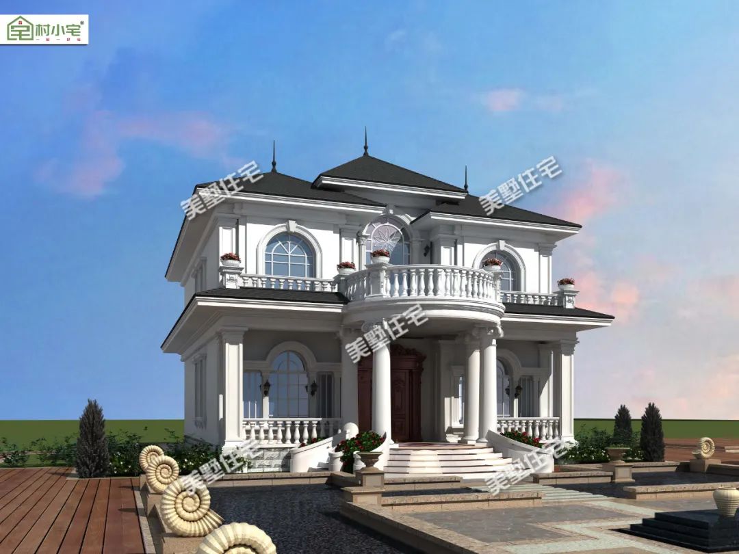 193平建极美巴洛克别墅,旋转楼梯,大露台,精雕细琢外观,建一幢惊艳