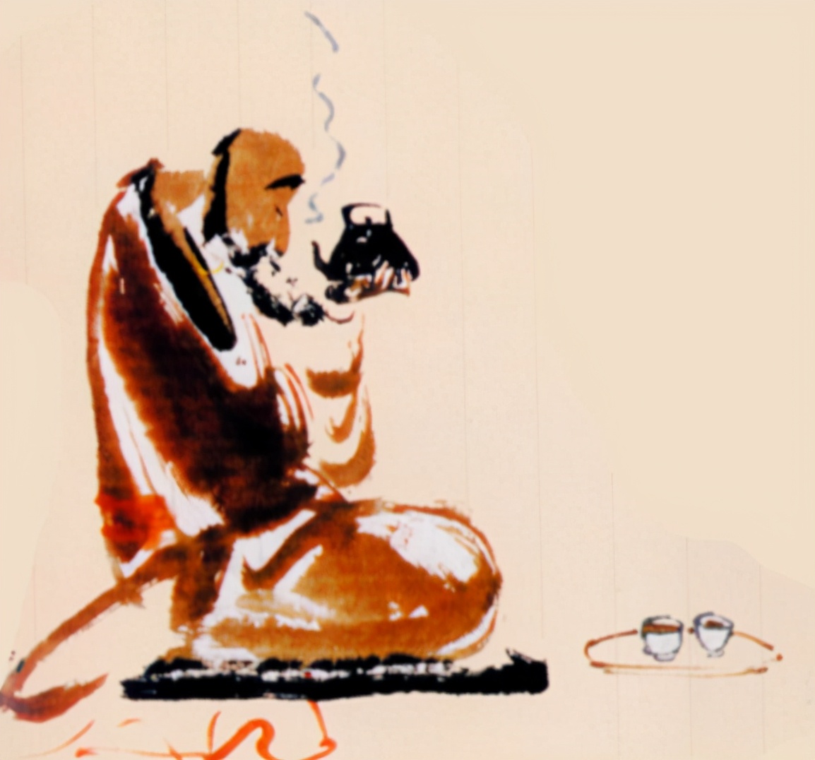 上图——饮茶的僧人最后一点"雅"则是茶文化在静,和的基础上发展出来