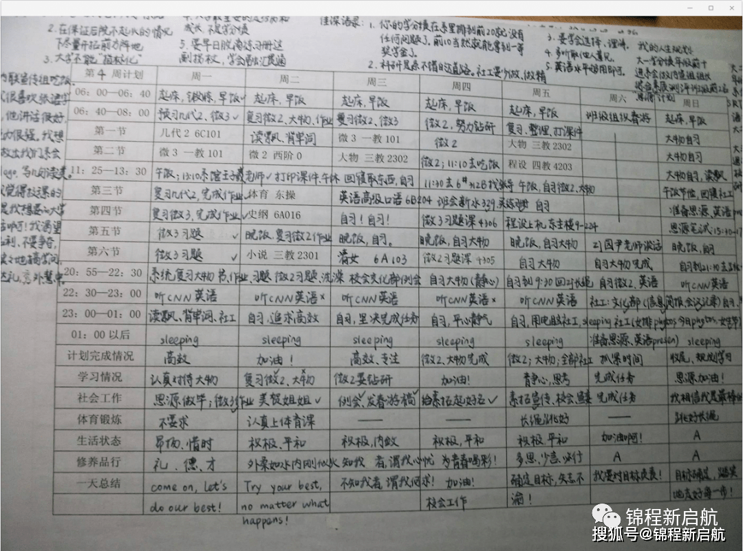 (清华学霸马冬晗的日常计划表)